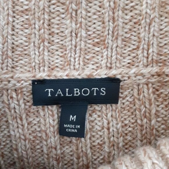 Talbots Women's Cable Knit Medium Cowl Neck Caramel Brown Sweater Long Sleeve - Picture 10 of 10